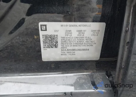 2018 Chevrolet Sonic Lt Auto from USA, damaged, VIN 1G1JD5SB1J4108554